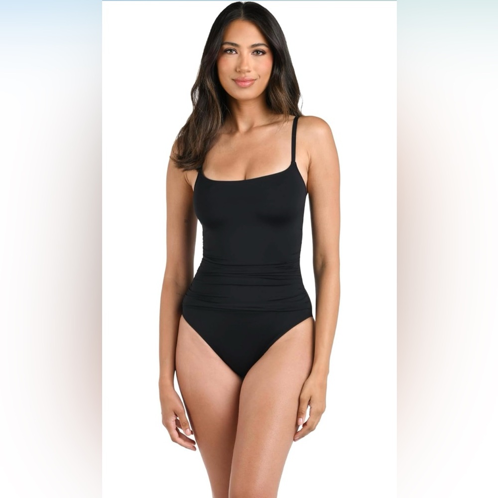 La Blanca Women's One Piece Swimsuit Island Goddess Shirred Side Black - Picture 1 of 7